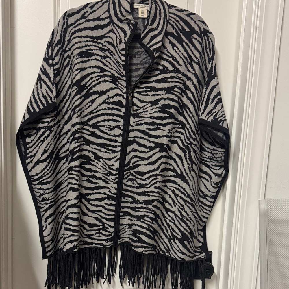 Christian Siriano Black and White Zebra Cardigan